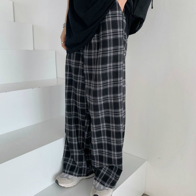 Plaid Pants Casual Oversize